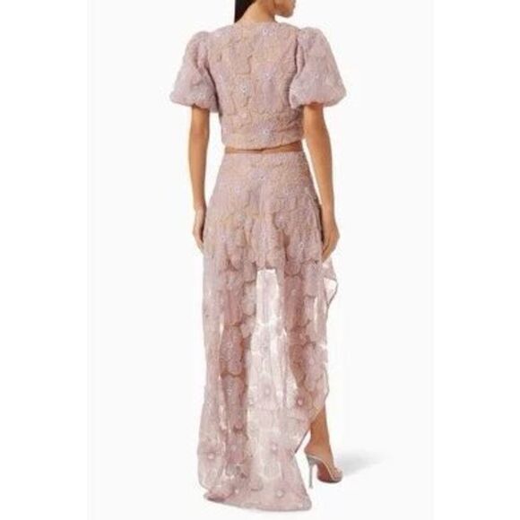 Elliatt Indira Floral Top & Skirt Set in Mesh White bridal bachelorette NWT$650 - Picture 6 of 16